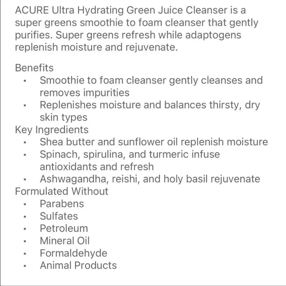 🌟$5 Acure Ultra Hydrating Green Juice Cleanser